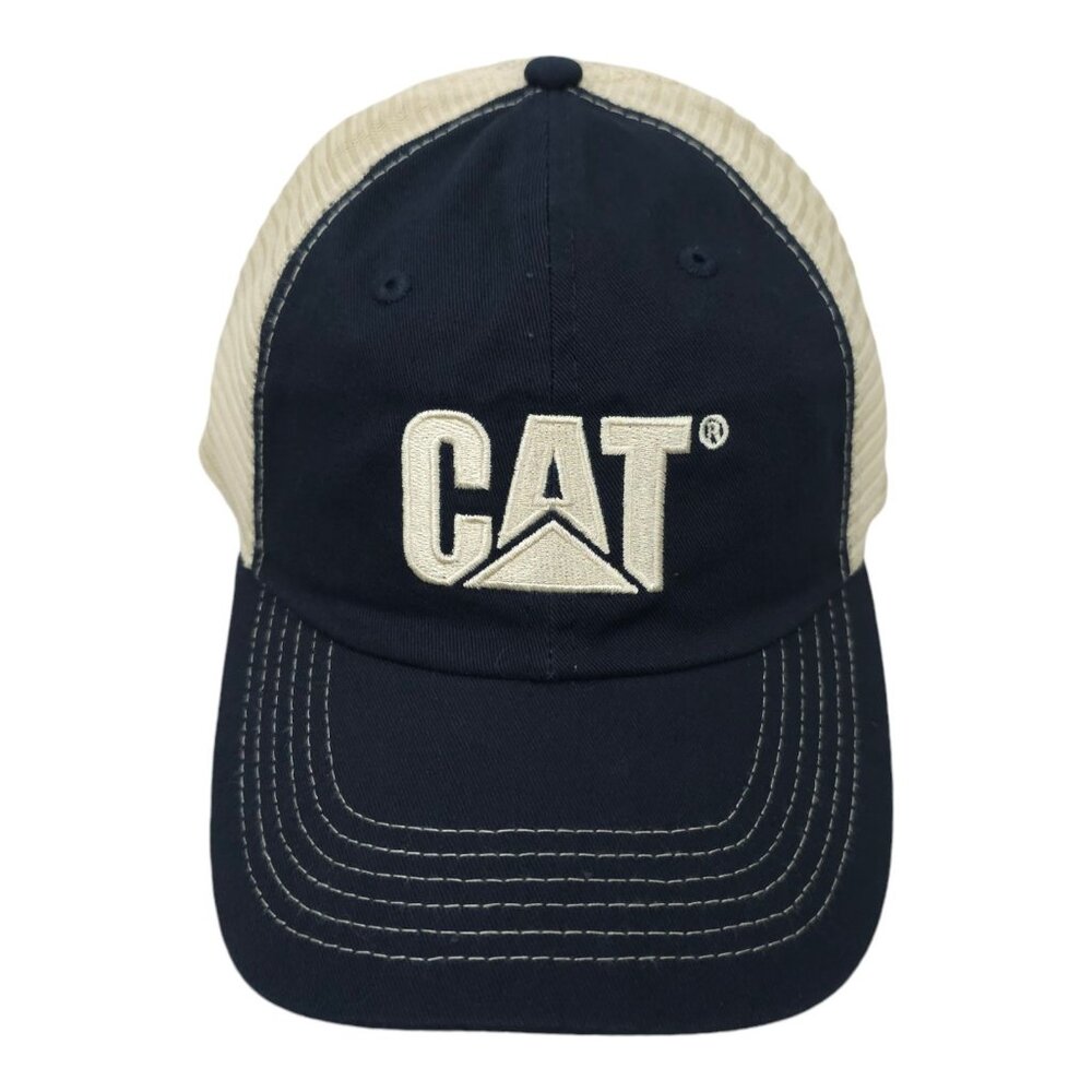 Caterpillar CAT Equipment Logo Mesh Strapback Cap Trucker Baseball Hat Blue NEW